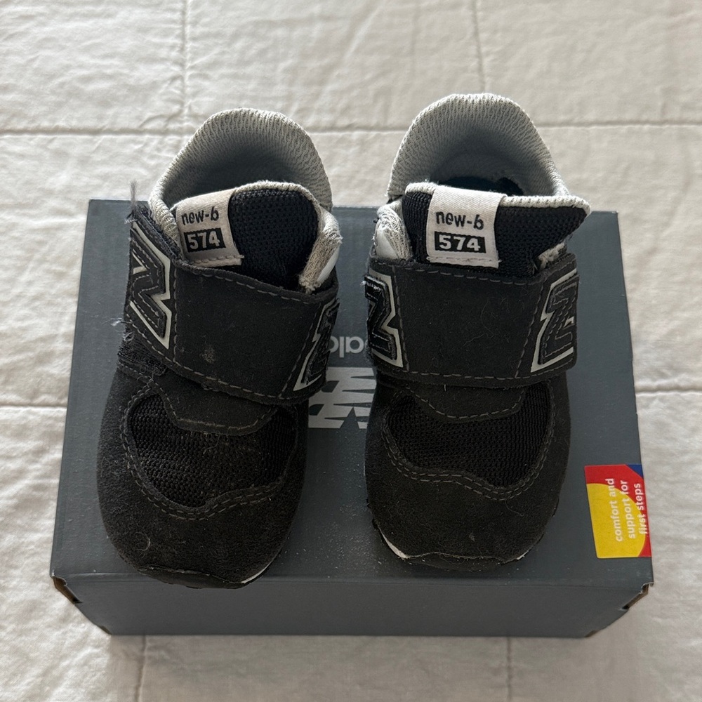 New Balance Kids' Black and White Sneakers